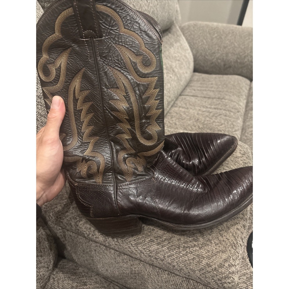 Vintage Justin Mens 8306 Size 9.5D EEE Iguana Lizard Cowboy Boots USA MADE